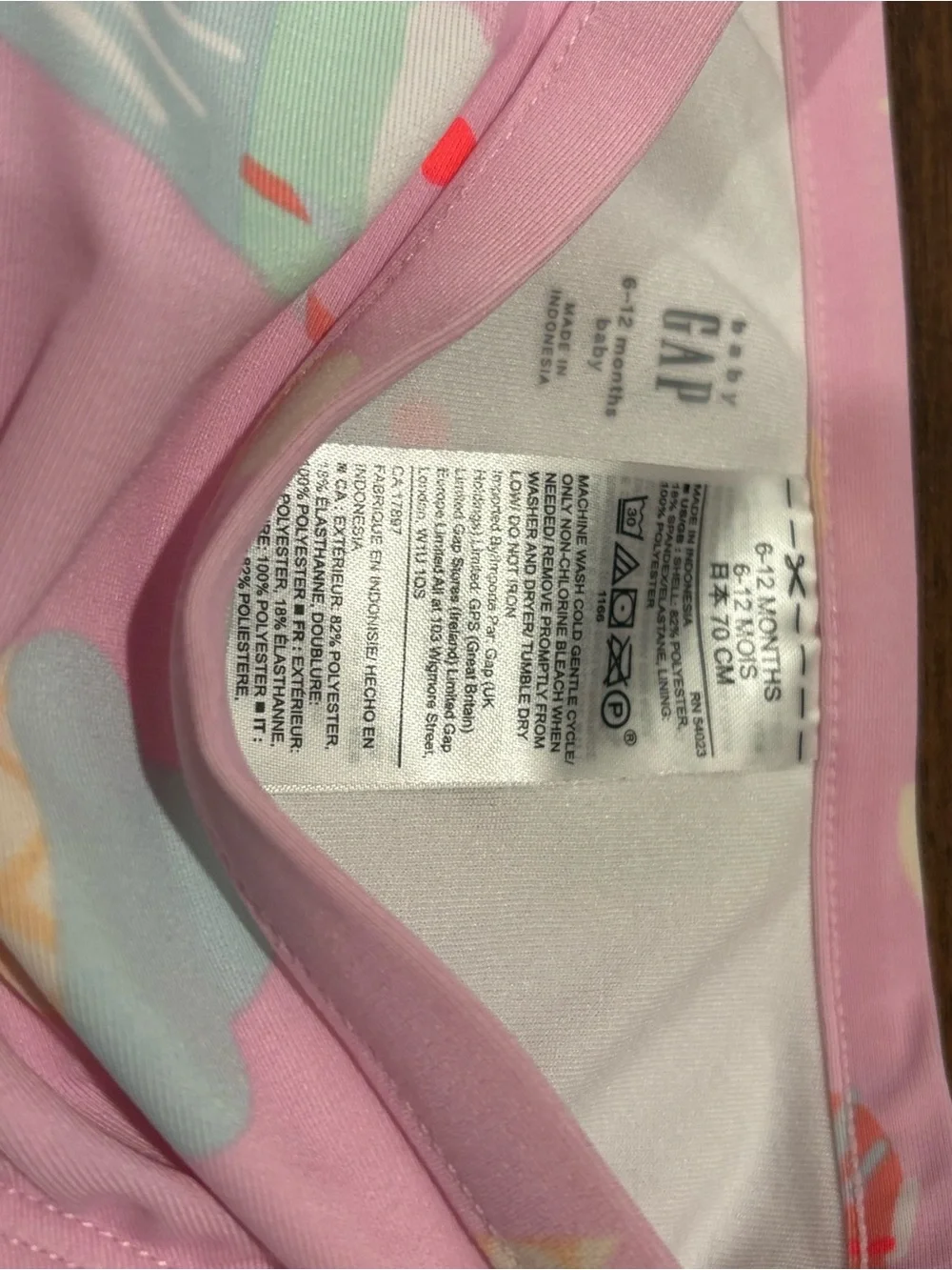 GAP Pastel Pink Baby One-Piece Swimsuit with Ice Cream Print